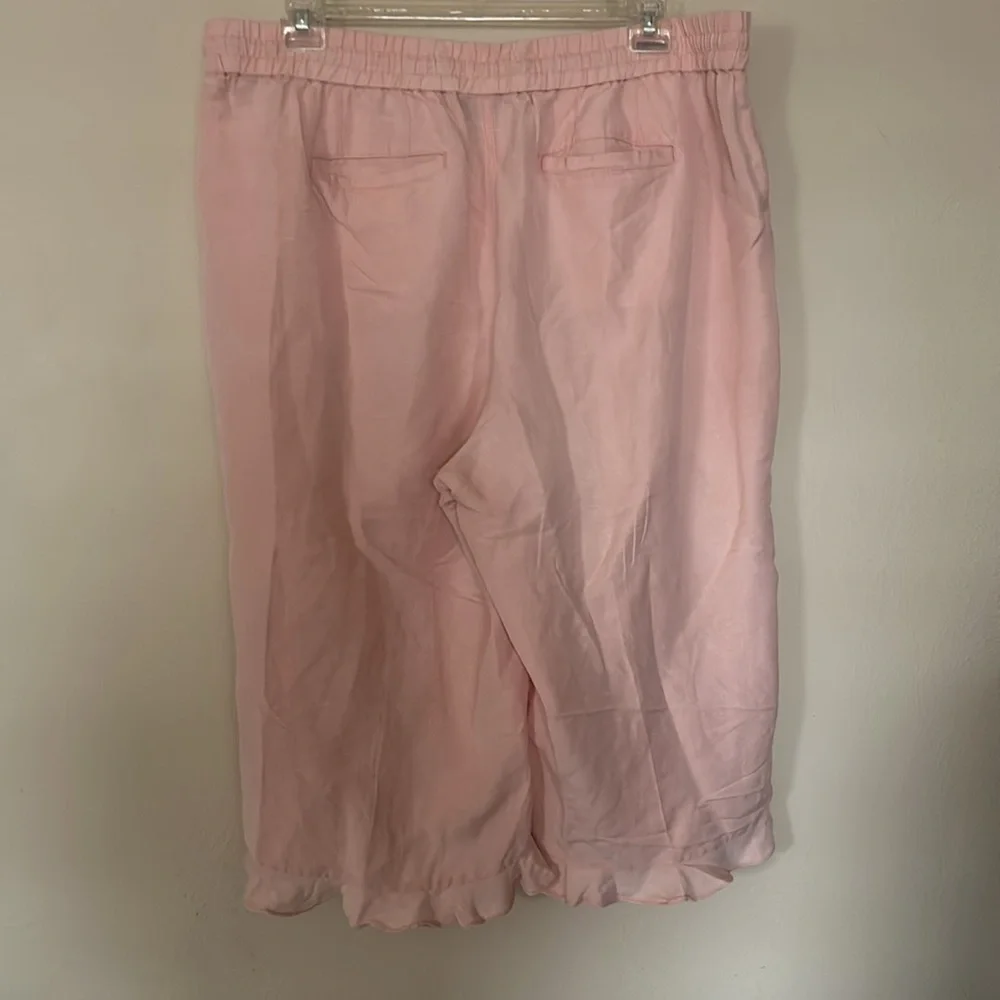 Lane Bryant Linen Ruffle-Hem Crop Peach Pants - Picture 6 of 10